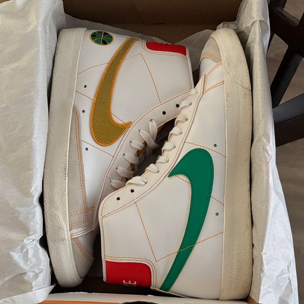 Nike Blazer High-Top Sneakers White, Yellow, Green
